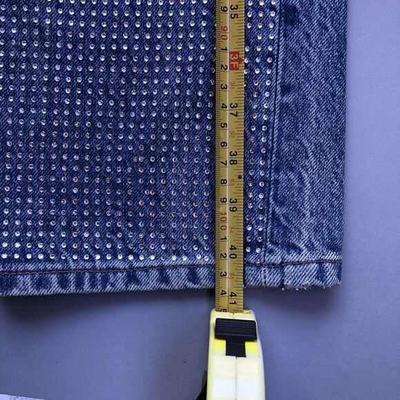 Reformation Women Size 23 Abby High Rise Straight Jeans in Colorado Sparkle Blue - Picture 7 of 13